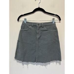 Brandy Melville corduroy mini skirt grey size XS frayed hem schoolgirl grunge